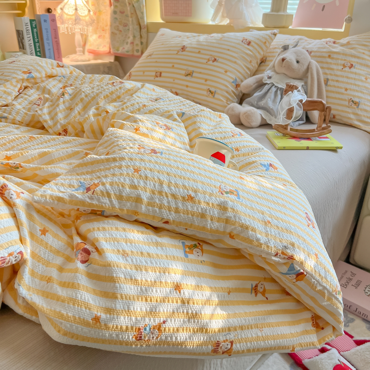 91家纺网 家纺一手货源 找家纺 韩巢家纺 2026新款泡芙纱四件套 魔法星星