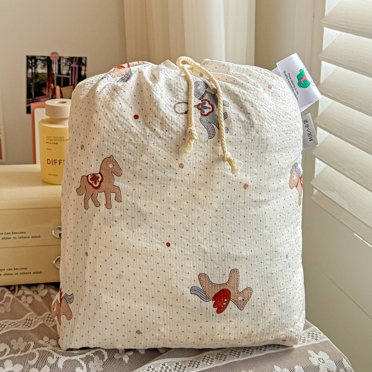 91家纺网 家纺一手货源 找家纺 富米莱（原臻工厂） 2026春夏新款云感泡芙棉复古法式花边床盖床裙被套夏凉被四件套一小红书推荐 复古花边-童趣木马