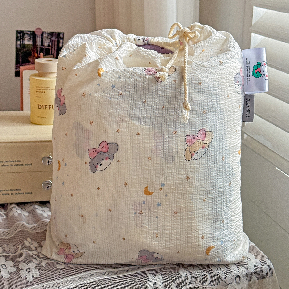 91家纺网 家纺一手货源 找家纺 富米莱（原臻工厂） 2026春夏新款云感泡芙棉复古法式花边床盖床裙被套夏凉被四件套一小红书推荐 复古花边-星月狗狗