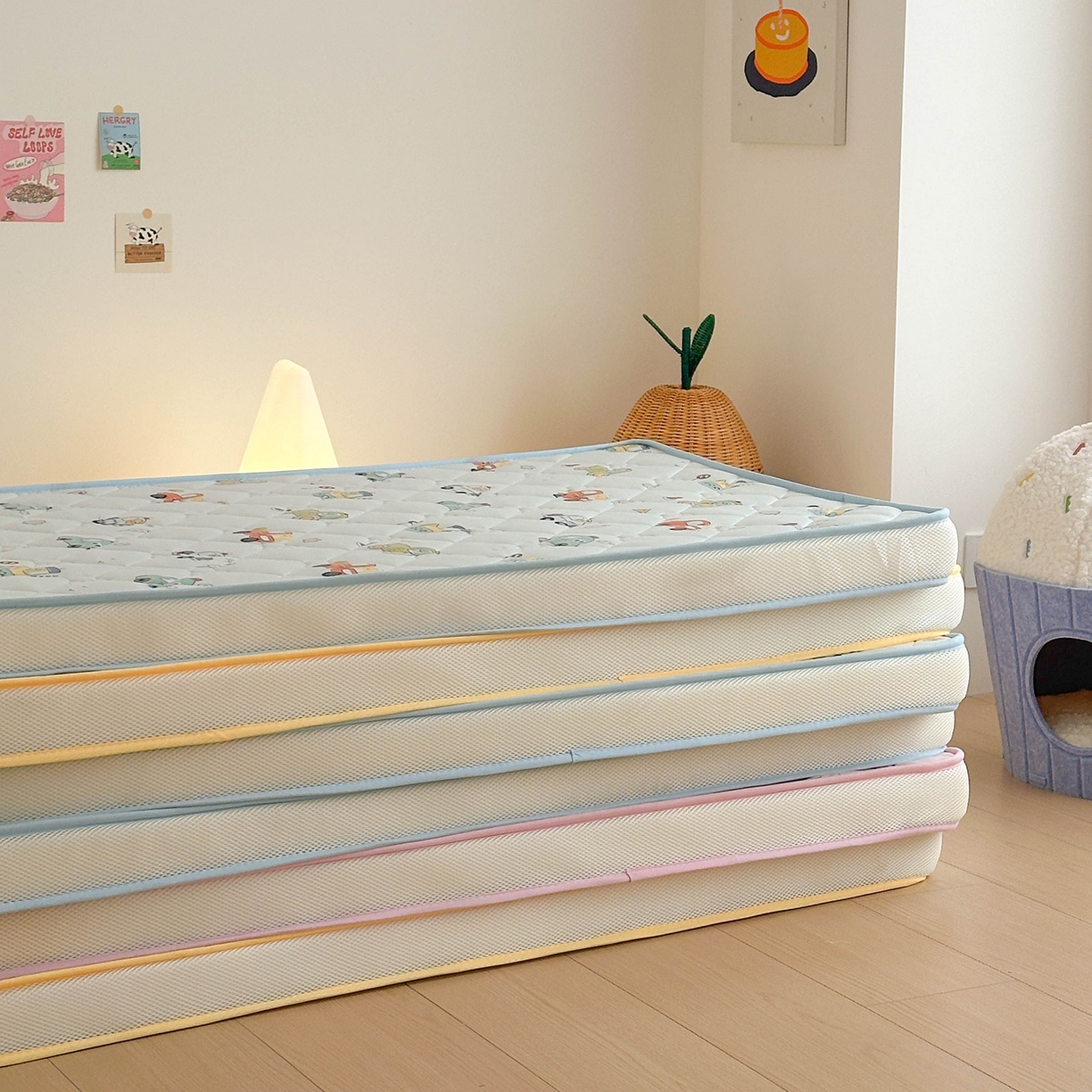 91家纺网 家纺一手货源 找家纺 嗨生活 2026新款儿童硅胶记忆海绵床垫 组合图 仅供参考