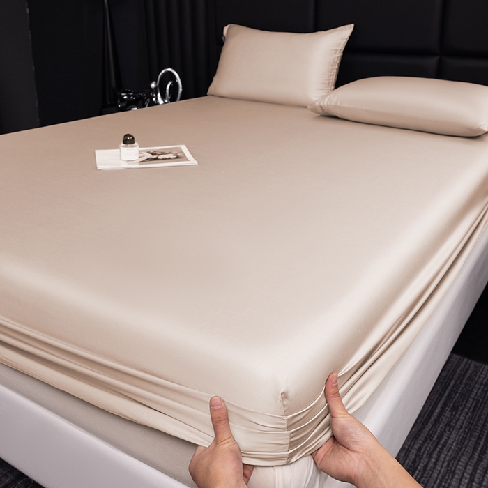 91家纺网 家纺一手货源 找家纺 慕梵家居 2026新款莱赛尔天丝纯色单床笠床笠单件 古橡粉