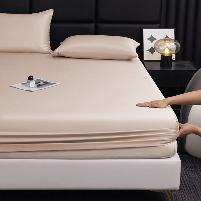 91家纺网 家纺一手货源 找家纺 慕梵家居 2026新款莱赛尔天丝纯色单床笠床笠单件 古橡粉