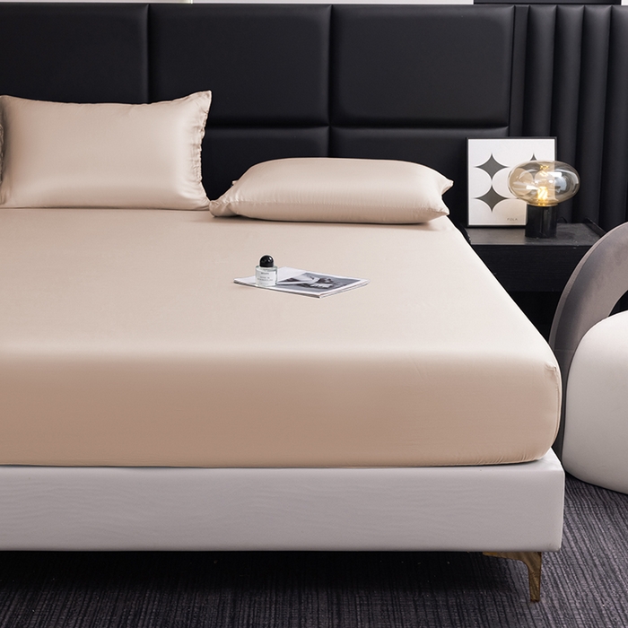 91家纺网 家纺一手货源 找家纺 慕梵家居 2026新款莱赛尔天丝纯色单床笠床笠单件 古橡粉