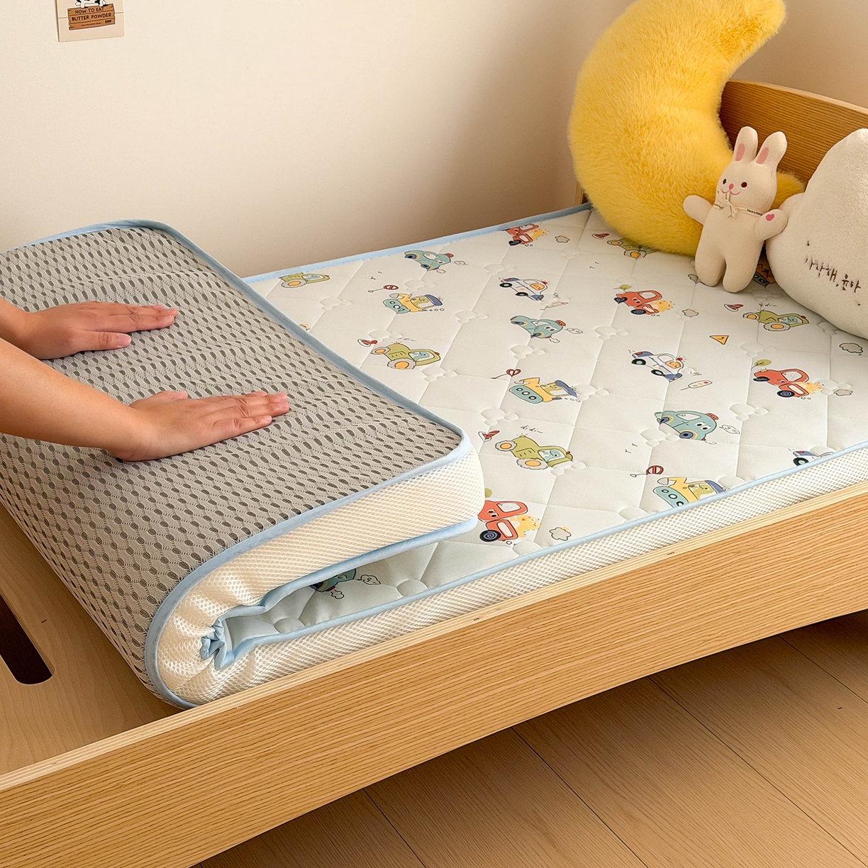 91家纺网 家纺一手货源 找家纺 嗨生活 2026新款儿童硅胶记忆海绵床垫 飞驰汽车