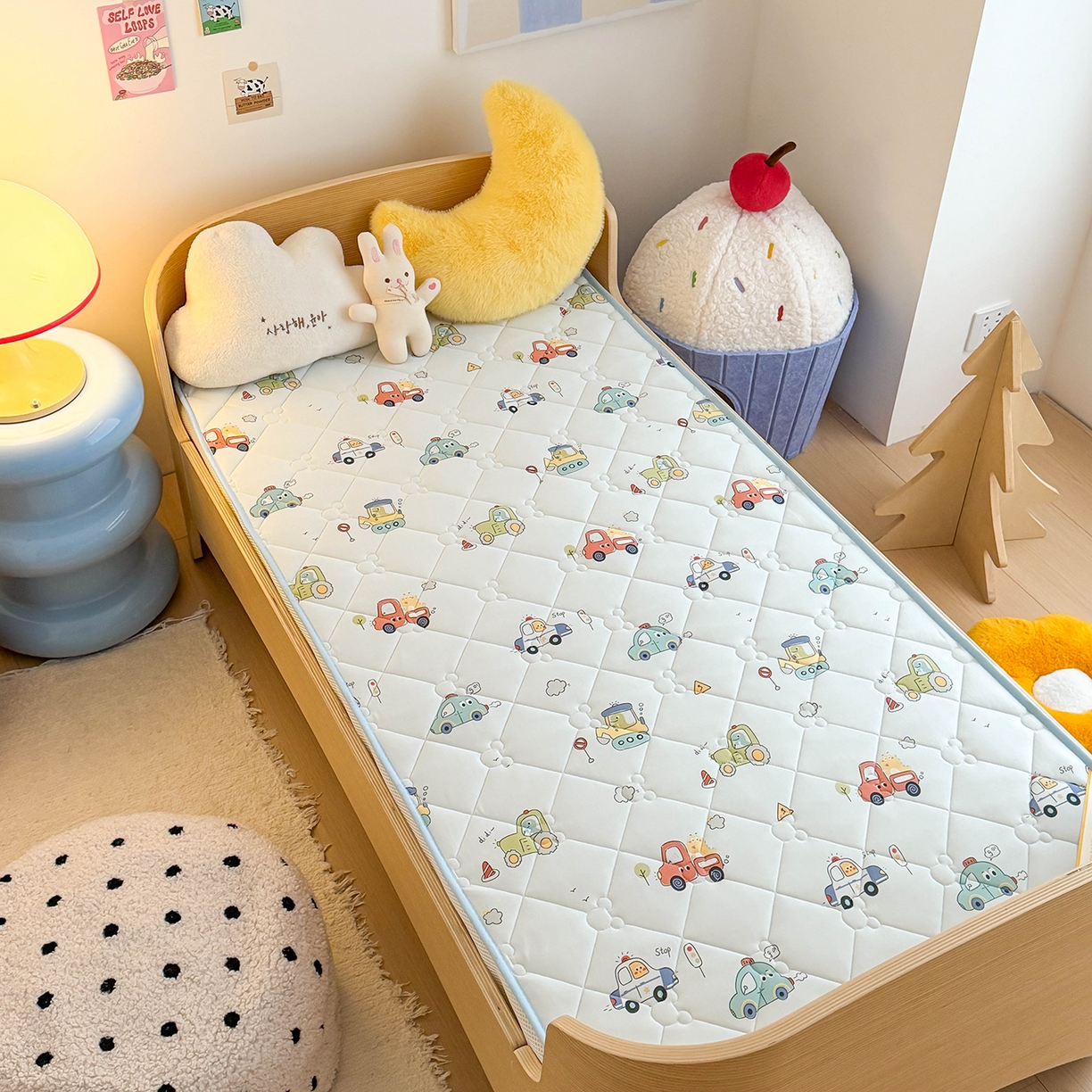 91家纺网 家纺一手货源 找家纺 嗨生活 2026新款儿童硅胶记忆海绵床垫 飞驰汽车