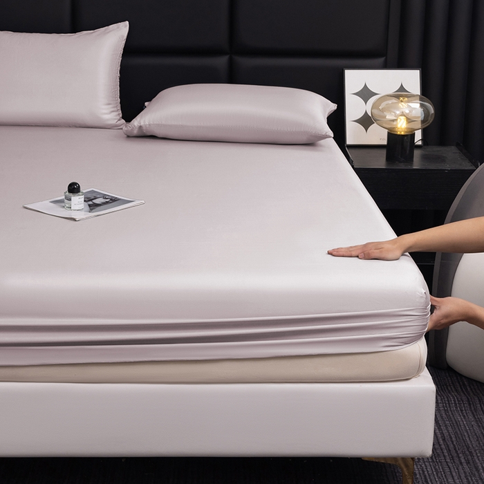 91家纺网 家纺一手货源 找家纺 慕梵家居 2026新款莱赛尔天丝纯色单床笠床笠单件 莫奈紫