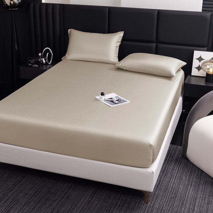 91家纺网 家纺一手货源 找家纺 慕梵家居 2026新款莱赛尔天丝纯色单床笠床笠单件 纱褐色