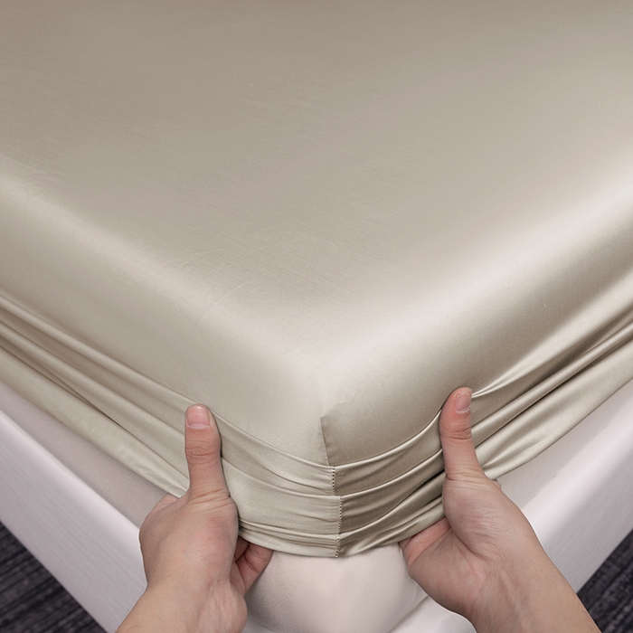 91家纺网 家纺一手货源 找家纺 慕梵家居 2026新款莱赛尔天丝纯色单床笠床笠单件 纱褐色