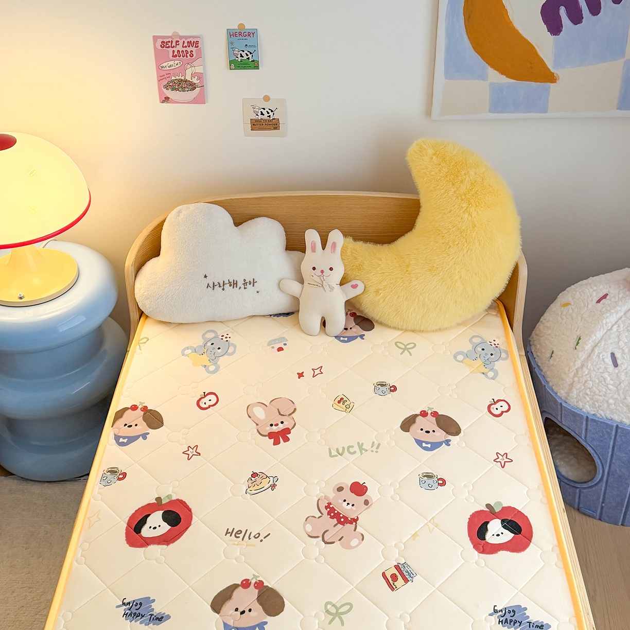 91家纺网 家纺一手货源 找家纺 嗨生活 2026新款儿童硅胶记忆海绵床垫 果果派对