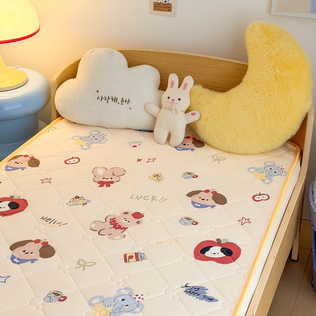 91家纺网 家纺一手货源 找家纺 嗨生活 2026新款儿童硅胶记忆海绵床垫 果果派对