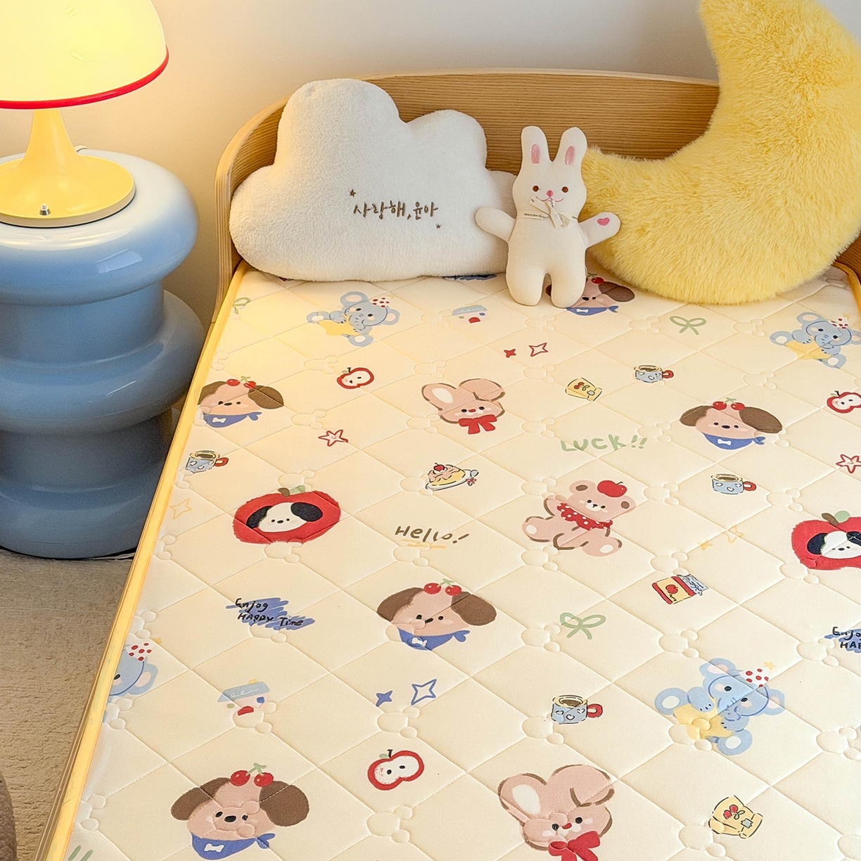 91家纺网 家纺一手货源 找家纺 嗨生活 2026新款儿童硅胶记忆海绵床垫 果果派对