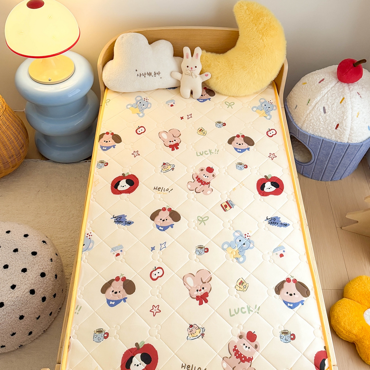 91家纺网 家纺一手货源 找家纺 嗨生活 2026新款儿童硅胶记忆海绵床垫 果果派对