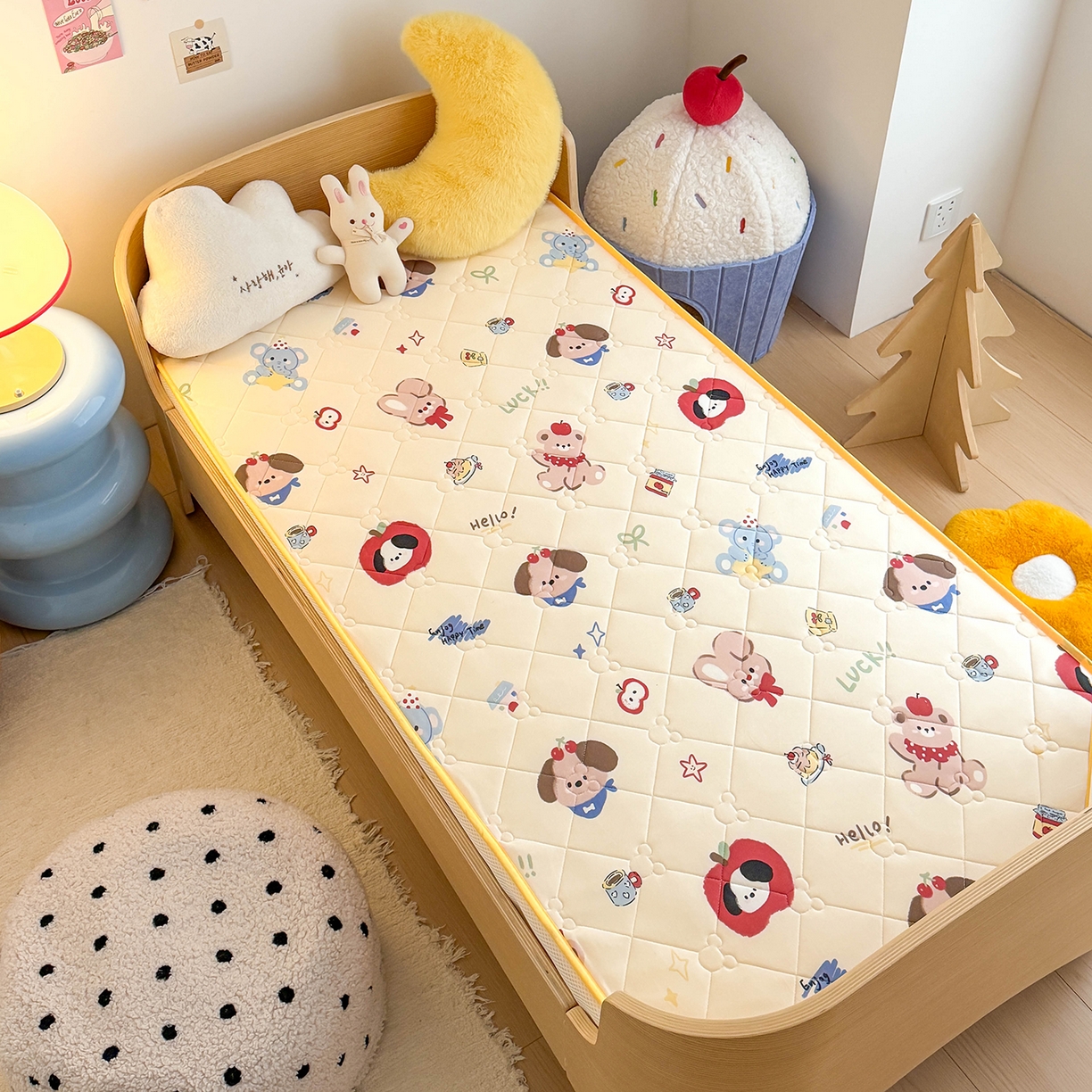 91家纺网 家纺一手货源 找家纺 嗨生活 2026新款儿童硅胶记忆海绵床垫 果果派对