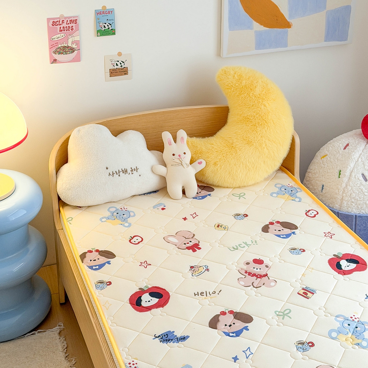 91家纺网 家纺一手货源 找家纺 嗨生活 2026新款儿童硅胶记忆海绵床垫 果果派对