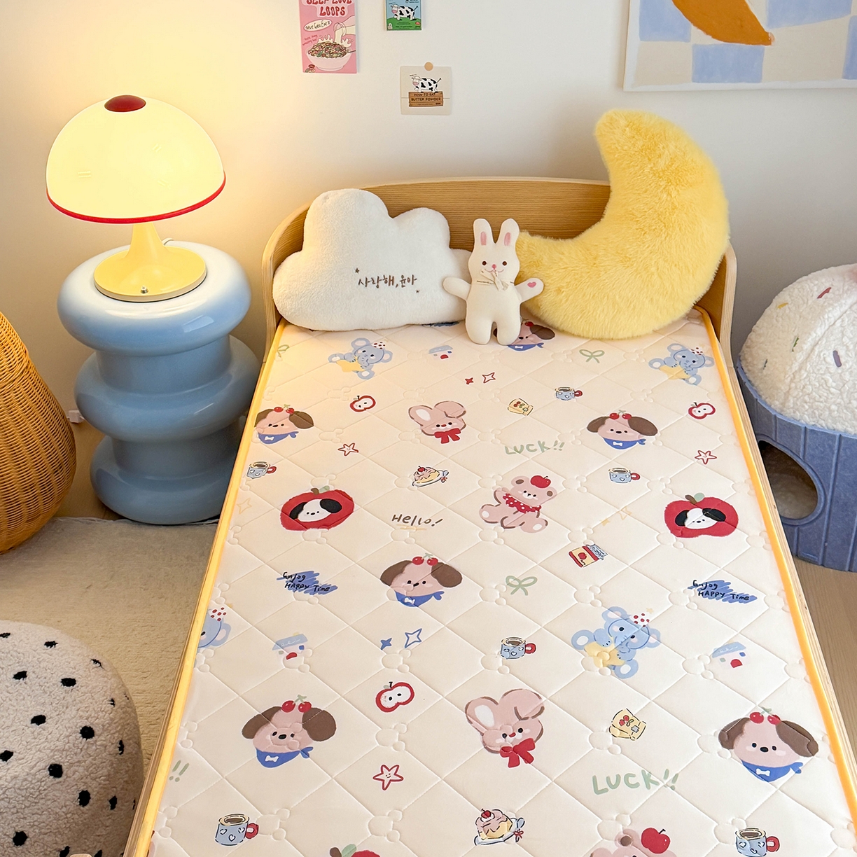 91家纺网 家纺一手货源 找家纺 嗨生活 2026新款儿童硅胶记忆海绵床垫 果果派对