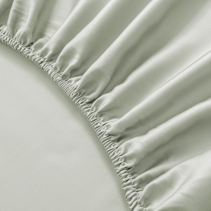 91家纺网 家纺一手货源 找家纺 慕梵家居 2026新款莱赛尔天丝纯色单床笠床笠单件 纱叶绿