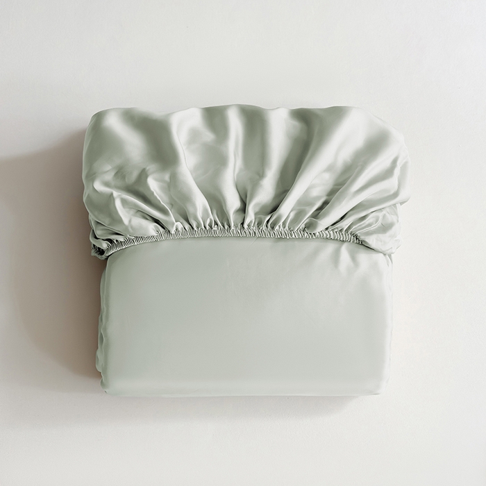 91家纺网 家纺一手货源 找家纺 慕梵家居 2026新款莱赛尔天丝纯色单床笠床笠单件 纱叶绿