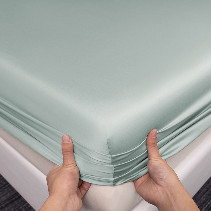 91家纺网 家纺一手货源 找家纺 慕梵家居 2026新款莱赛尔天丝纯色单床笠床笠单件 圣杯蓝