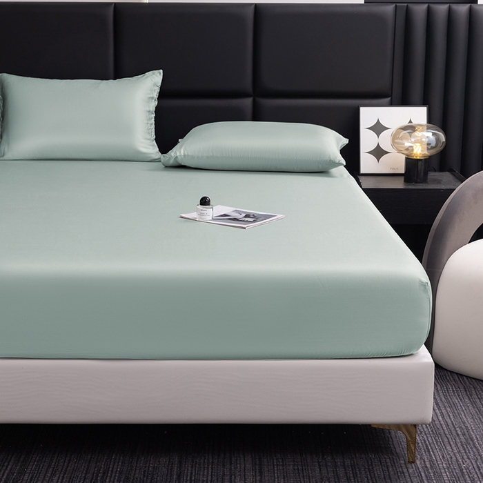 91家纺网 家纺一手货源 找家纺 慕梵家居 2026新款莱赛尔天丝纯色单床笠床笠单件 圣杯蓝