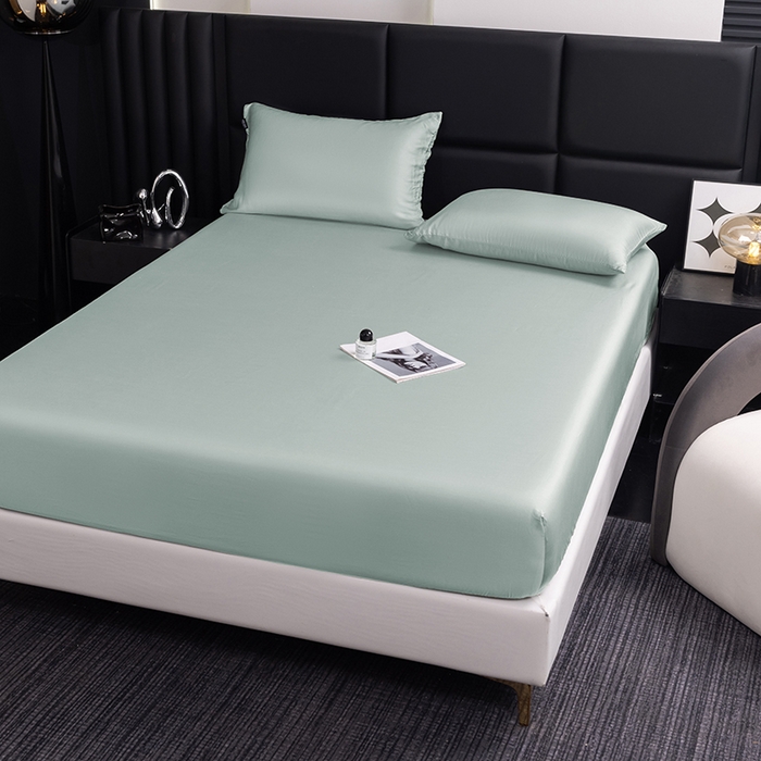 91家纺网 家纺一手货源 找家纺 慕梵家居 2026新款莱赛尔天丝纯色单床笠床笠单件 圣杯蓝