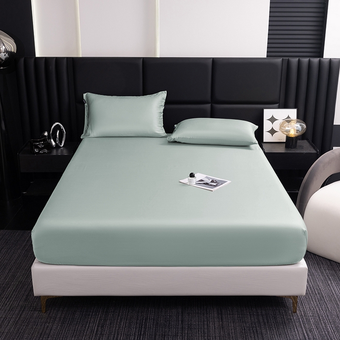 91家纺网 家纺一手货源 找家纺 慕梵家居 2026新款莱赛尔天丝纯色单床笠床笠单件 圣杯蓝