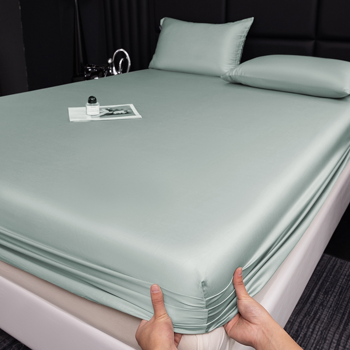 91家纺网 家纺一手货源 找家纺 慕梵家居 2026新款莱赛尔天丝纯色单床笠床笠单件 圣杯蓝