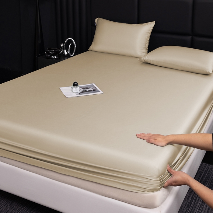 慕梵家居 2026新款莱赛尔天丝纯色单床笠床笠单件 月光石