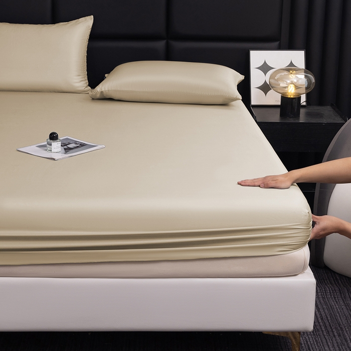 91家纺网 家纺一手货源 找家纺 慕梵家居 2026新款莱赛尔天丝纯色单床笠床笠单件 月光石