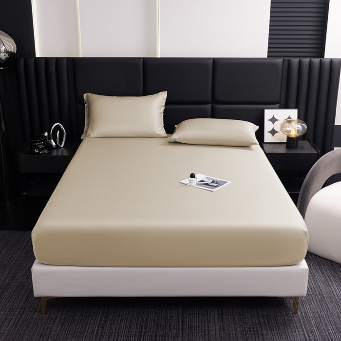 91家纺网 家纺一手货源 找家纺 慕梵家居 2026新款莱赛尔天丝纯色单床笠床笠单件 月光石