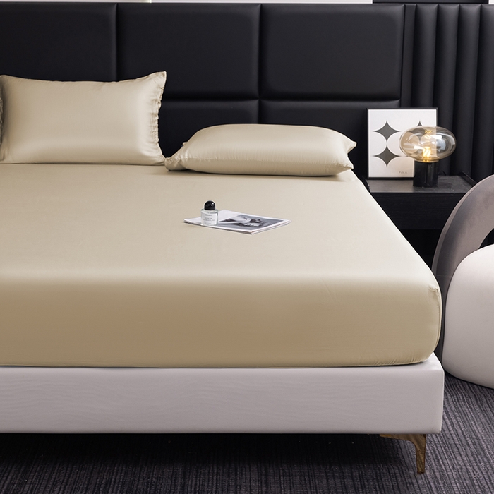 91家纺网 家纺一手货源 找家纺 慕梵家居 2026新款莱赛尔天丝纯色单床笠床笠单件 月光石