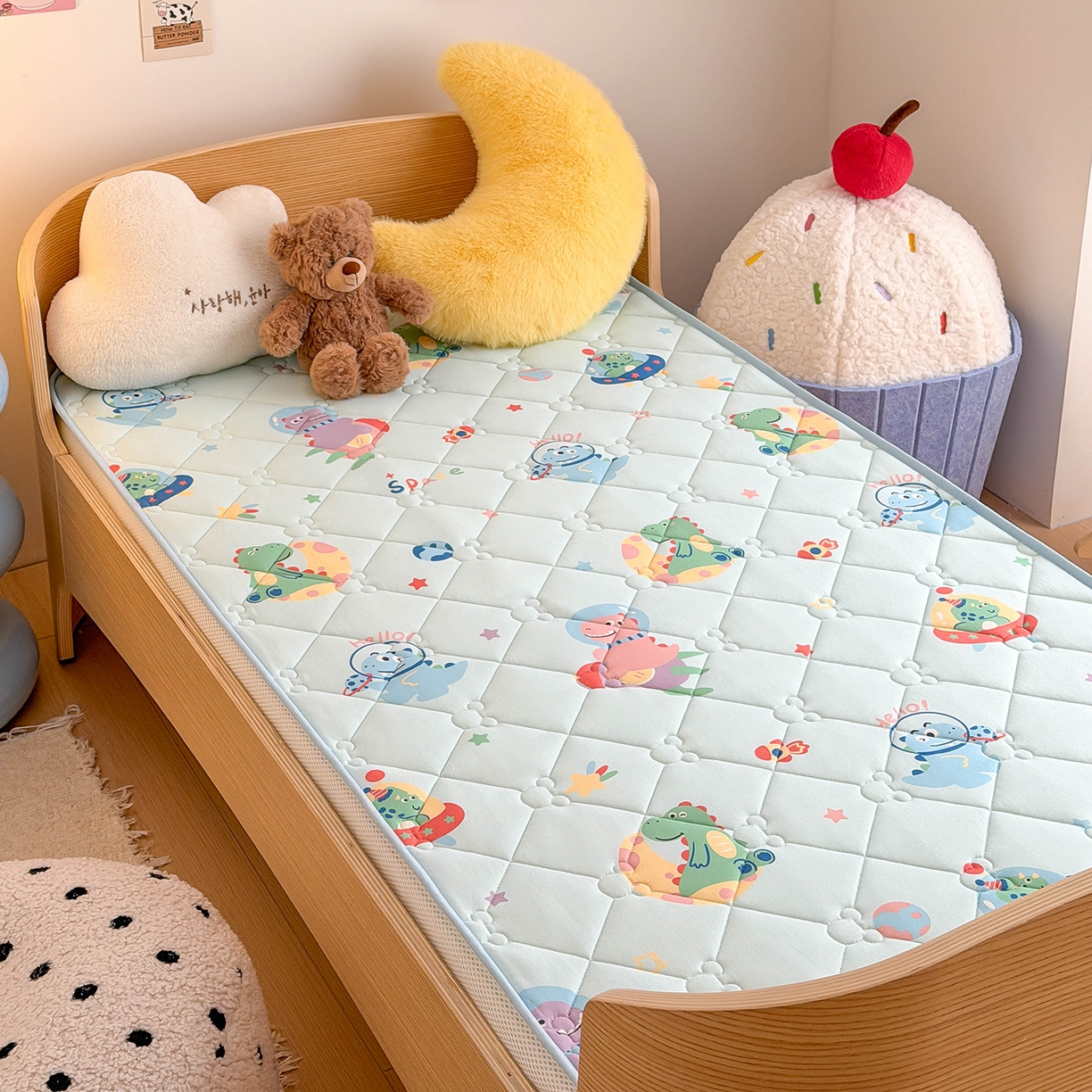嗨生活 2026新款儿童硅胶记忆海绵床垫 快乐恐龙