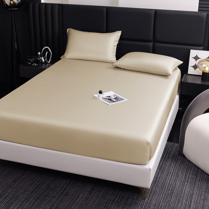 91家纺网 家纺一手货源 找家纺 慕梵家居 2026新款莱赛尔天丝纯色单床笠床笠单件 月光石