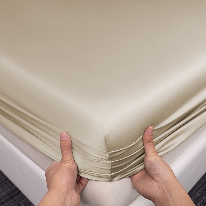 91家纺网 家纺一手货源 找家纺 慕梵家居 2026新款莱赛尔天丝纯色单床笠床笠单件 月光石