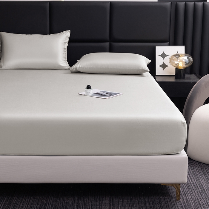 91家纺网 家纺一手货源 找家纺 慕梵家居 2026新款莱赛尔天丝纯色单床笠床笠单件 云氧灰