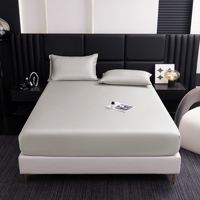 91家纺网 家纺一手货源 找家纺 慕梵家居 2026新款莱赛尔天丝纯色单床笠床笠单件 云氧灰