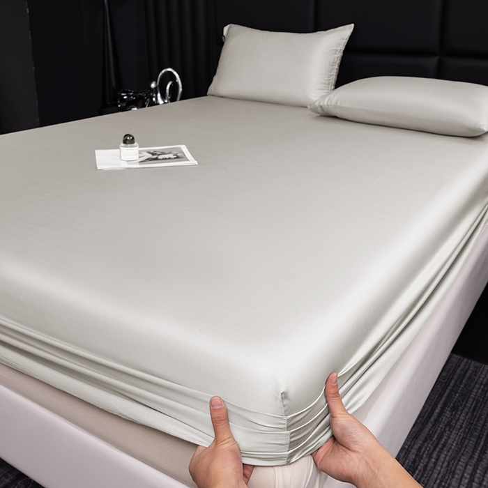 91家纺网 家纺一手货源 找家纺 慕梵家居 2026新款莱赛尔天丝纯色单床笠床笠单件 云氧灰