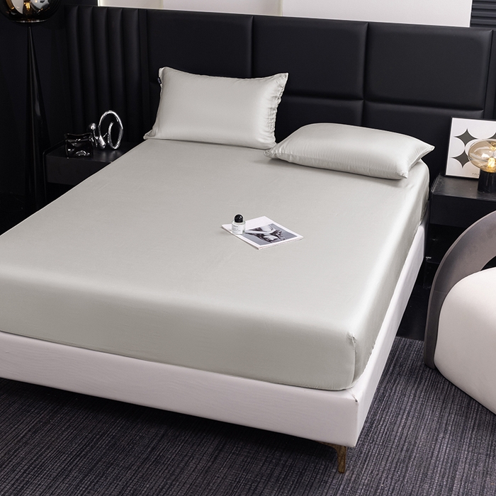 91家纺网 家纺一手货源 找家纺 慕梵家居 2026新款莱赛尔天丝纯色单床笠床笠单件 云氧灰