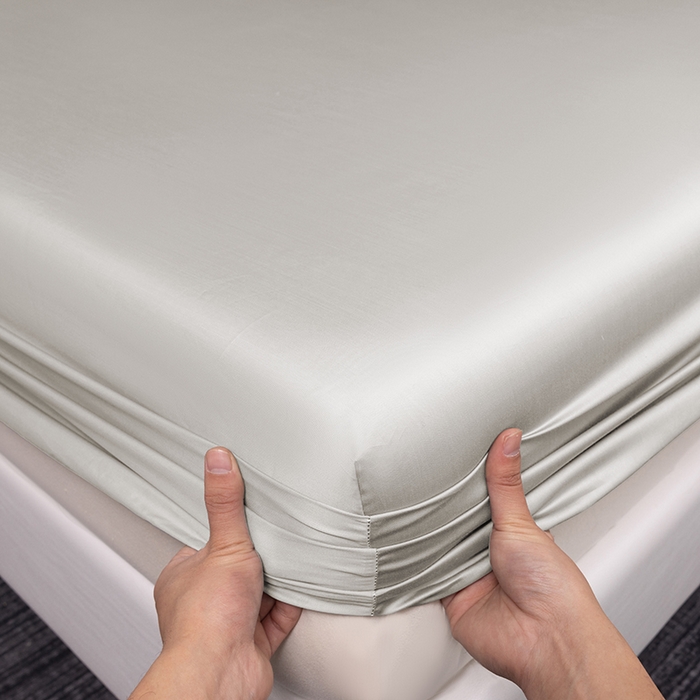 91家纺网 家纺一手货源 找家纺 慕梵家居 2026新款莱赛尔天丝纯色单床笠床笠单件 云氧灰