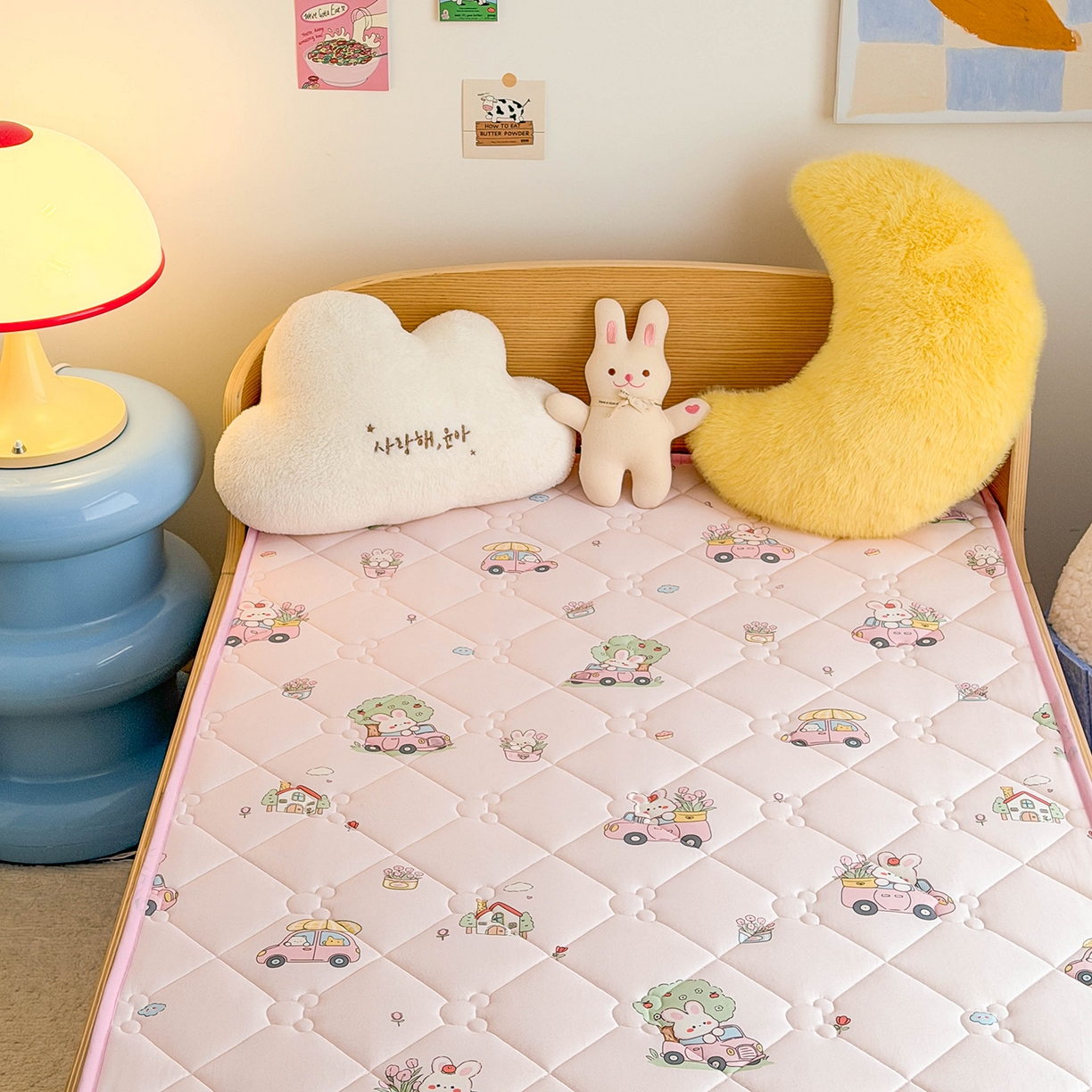 91家纺网 家纺一手货源 找家纺 嗨生活 2026新款儿童硅胶记忆海绵床垫 梦幻兔