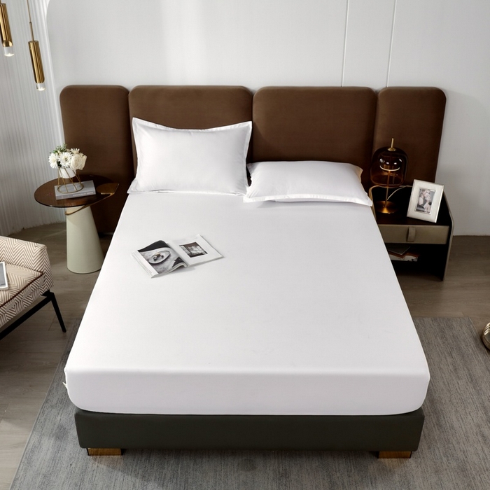 91家纺网 家纺一手货源 找家纺 伊赛家纺 2026新款A类原棉防水单层床笠 米白色