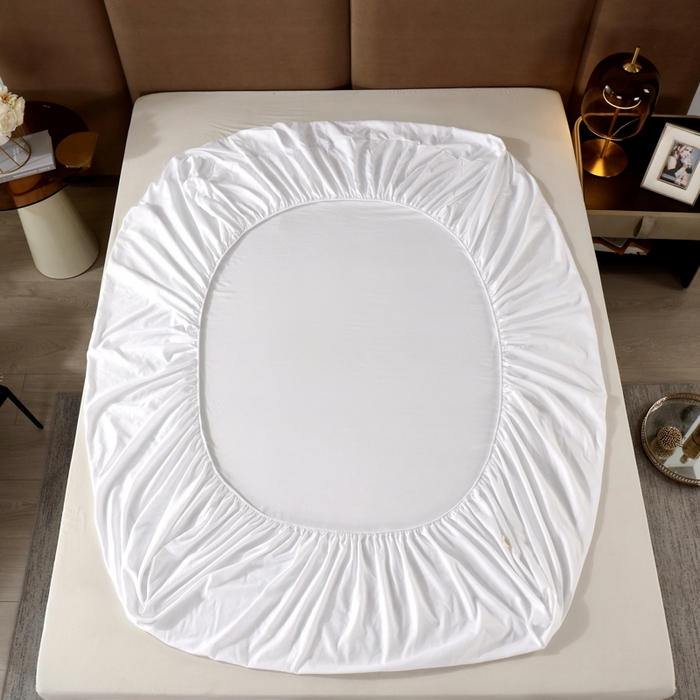 91家纺网 家纺一手货源 找家纺 伊赛家纺 2026新款A类原棉防水单层床笠 米白色