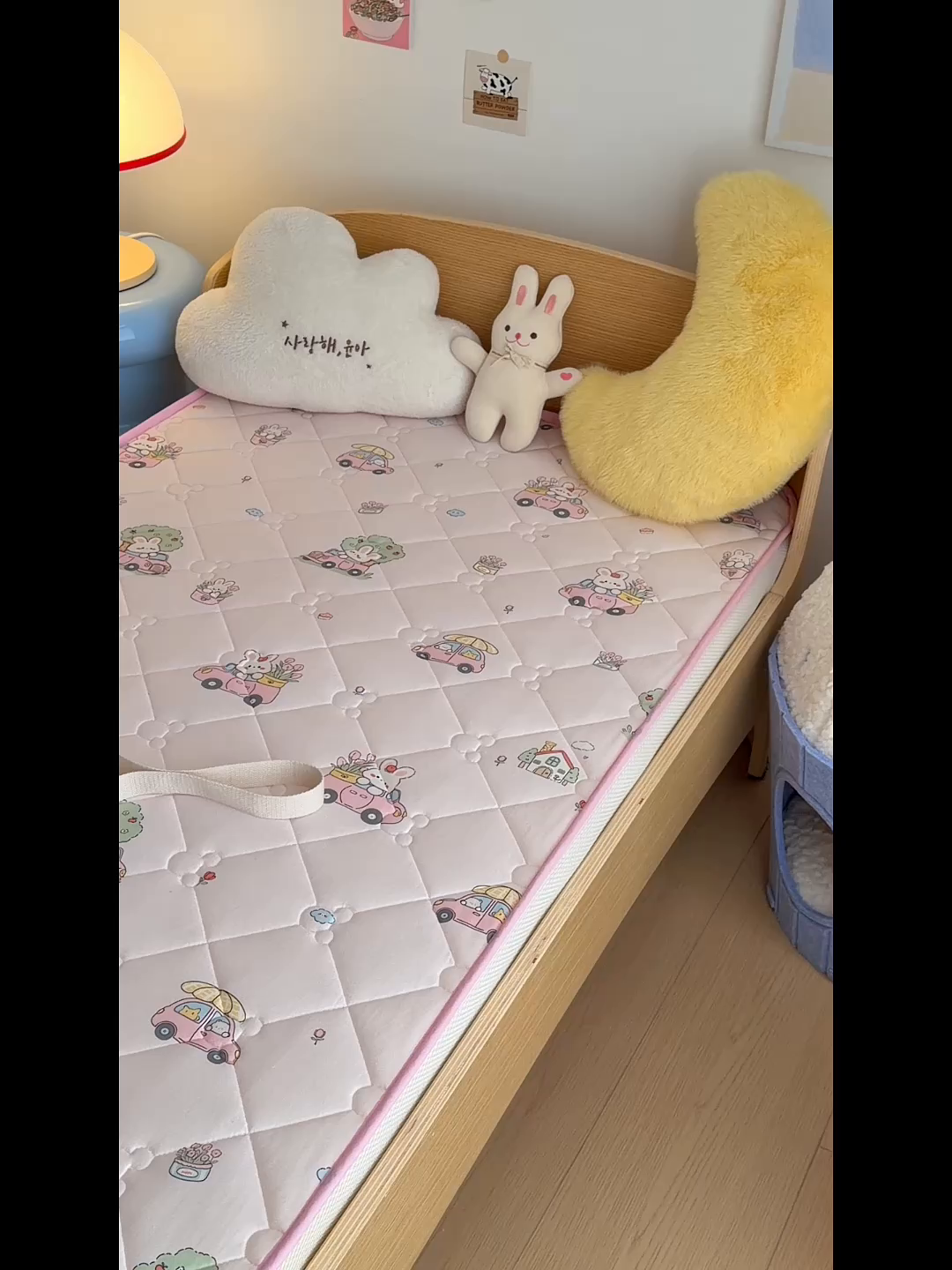 91家纺网 家纺一手货源 找家纺 嗨生活 2026新款儿童硅胶记忆海绵床垫 梦幻兔