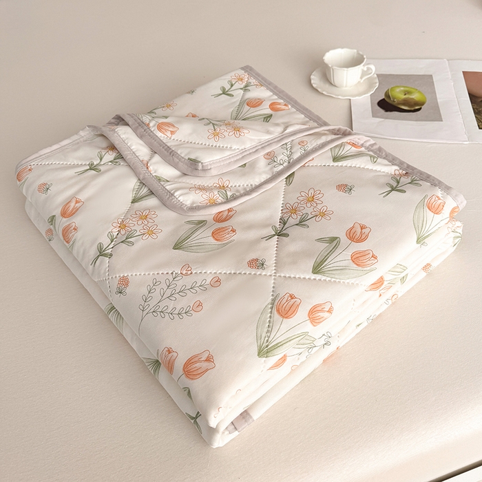 91家纺网 家纺一手货源 找家纺 薇玛仕 2026电商爆款印花小清新超声波大豆夏凉被礼品空调被 郁金花开