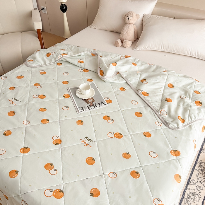 91家纺网 家纺一手货源 找家纺 薇玛仕 2026电商爆款印花小清新超声波大豆夏凉被礼品空调被 柿柿如意