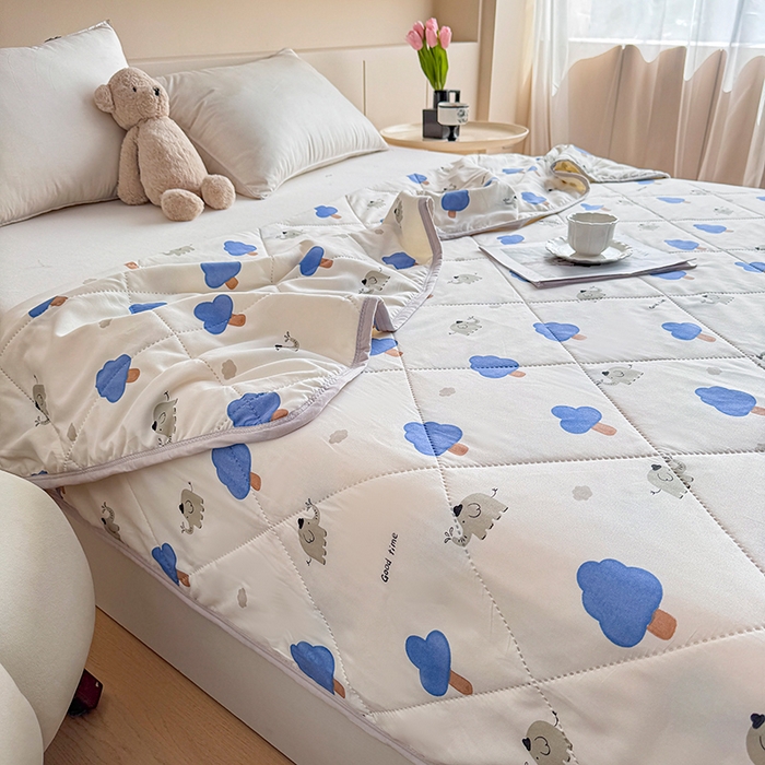 91家纺网 家纺一手货源 找家纺 薇玛仕 2026电商爆款印花小清新超声波大豆夏凉被礼品空调被 森林小象