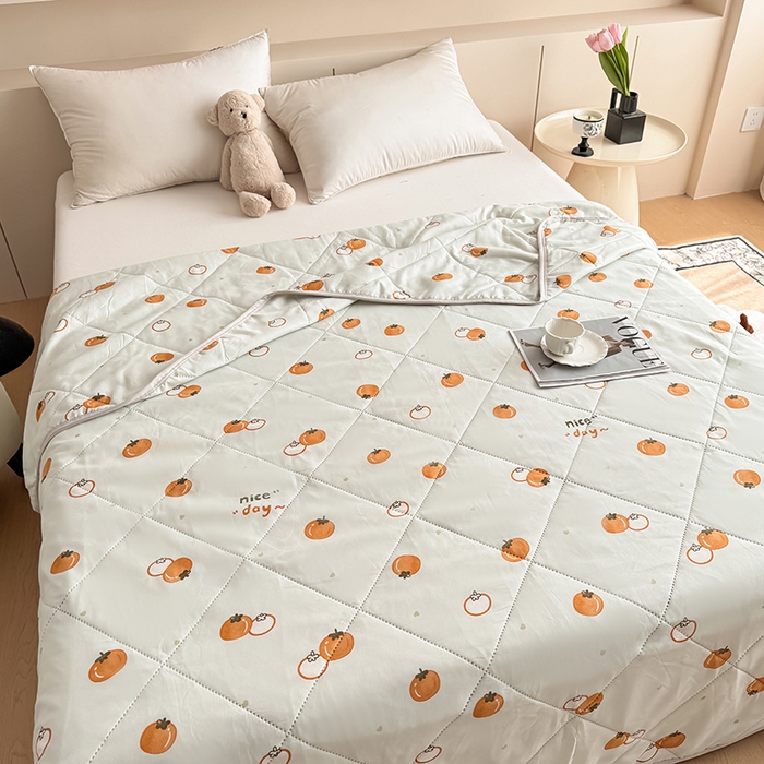 91家纺网 家纺一手货源 找家纺 薇玛仕 2026电商爆款印花小清新超声波大豆夏凉被礼品空调被 柿柿如意