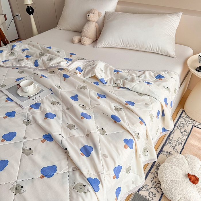 91家纺网 家纺一手货源 找家纺 薇玛仕 2026电商爆款印花小清新超声波大豆夏凉被礼品空调被 森林小象