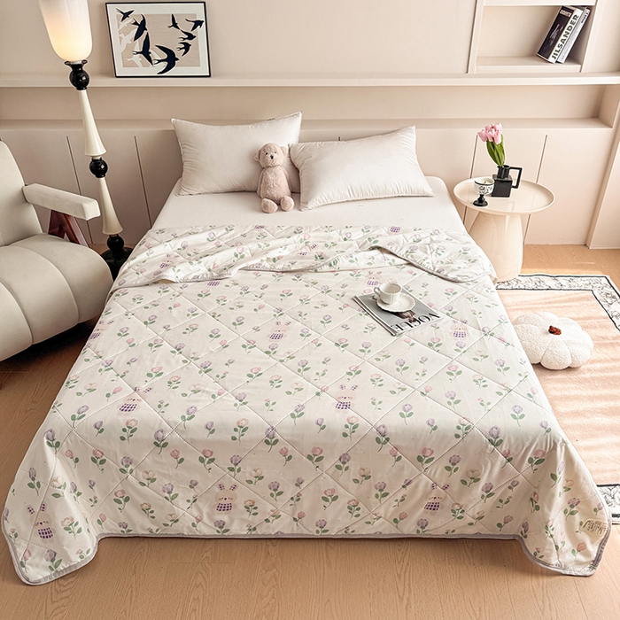 91家纺网 家纺一手货源 找家纺 薇玛仕 2026电商爆款印花小清新超声波大豆夏凉被礼品空调被 花间逐兔