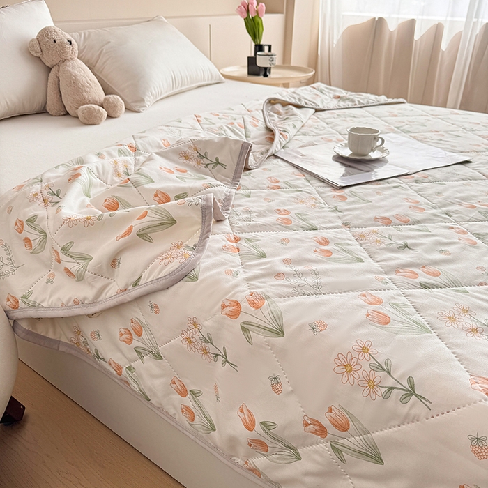 91家纺网 家纺一手货源 找家纺 薇玛仕 2026电商爆款印花小清新超声波大豆夏凉被礼品空调被 郁金花开