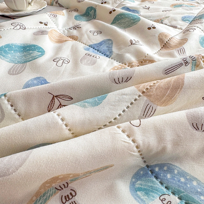 91家纺网 家纺一手货源 找家纺 薇玛仕 2026电商爆款印花小清新超声波大豆夏凉被礼品空调被 蘑菇花园